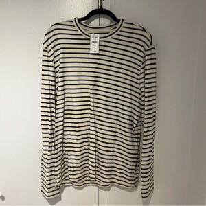 Todd Snyder Black and White Striped Nautical Long Sleeve Shirt, Size L